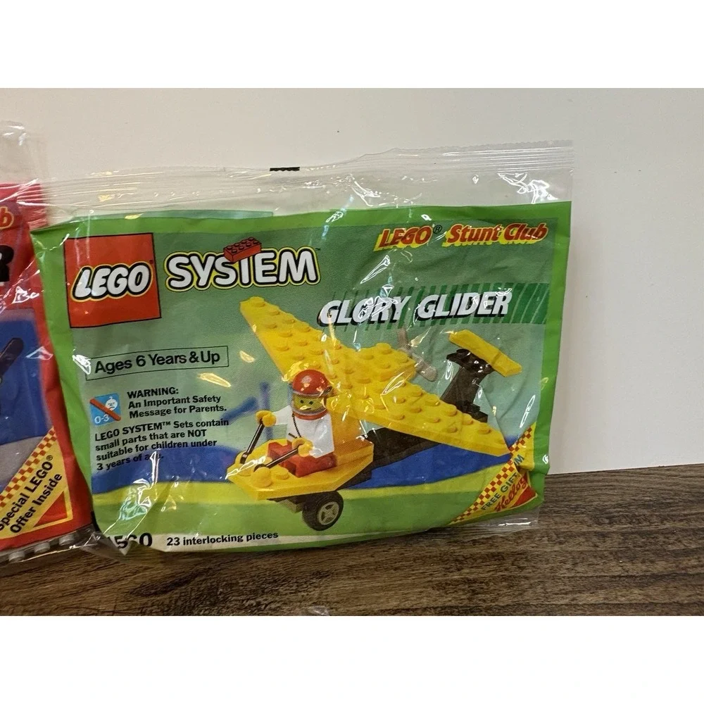 Lot Of 3 Kellogg's Lego Stunt Club Sealed Packs Track Blaster Chopper Glider